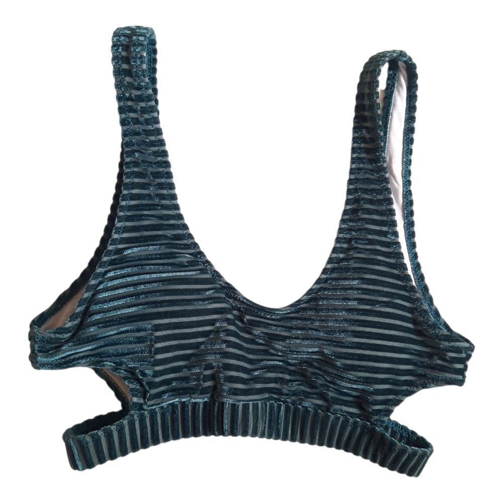 GreenVelvet Cord Striped Bikini Top Swimwear